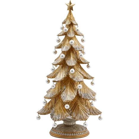 EDG Enzo De Gasperi Albero di Natale Pino Poly con Perle H 46 Cm D 22 Cm Oro Argento (1/2)
