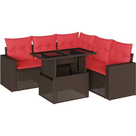 Maison Exclusive - Set Divani da Giardino 6 pz con Cuscini Marrone in Polyrattan (1/5)
