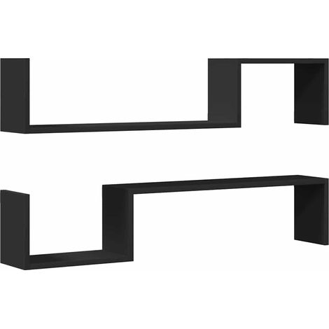 Maison Exclusive - Wandregale 2 Stk. Schwarz 100x15x20 cm Holzwer (1/5)