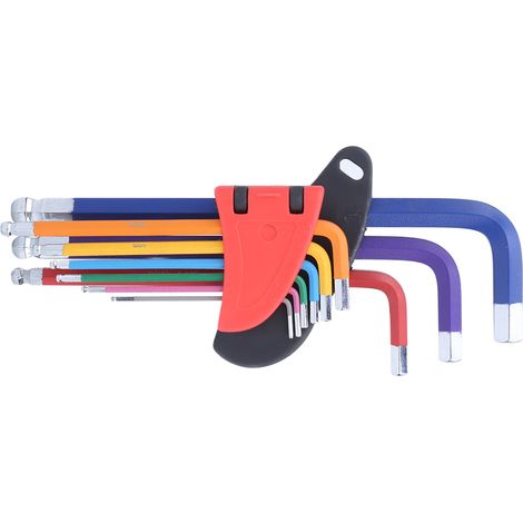 Jeu de clés à douille hexagonales CRV à tête plate allongée pour la pulvérisation de plastiques, type E coloré (1/5)