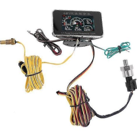 Voltmètre numérique 4 en 1 pour voiture 12 V/24 V : surveillance de la pression d'huile, du niveau de carburant et de la température d'eau, avec alarme. (1/5)