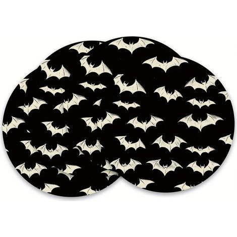 Sets de table Halloween, Sets de table ronds Citrouille et Tête de mort, Décorations de table Halloween, Nappes pour table basse salon - 37x37cm, Lot de 4 (Vinyle) - 6