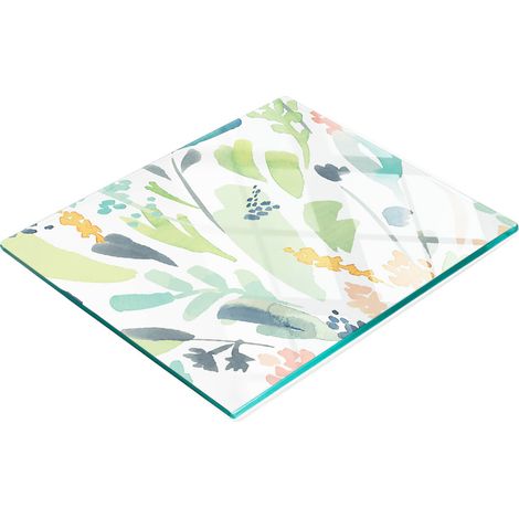 Vassoio da cucina in vetro con grafica floreale ad acquerello, 60x52 cm (1/5)