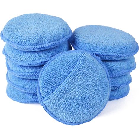 Packung mit 10 runden Mikrofaser-Wachsapplikatoren (12,7 cm Durchmesser) mit elastischen Fingerschlaufen. Schaumstoff-Wachsapplikator für Autos. (1/5)