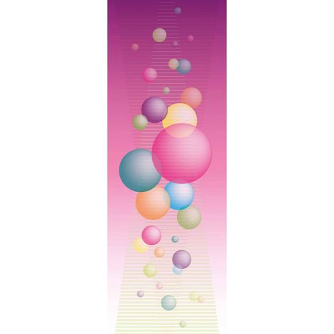 Papier peint panoramique géométrique pour chambre enfant | Tapisserie panoramique graphique sphères | Papier peint panoramique multicolore - 280 x 100 cm (1 pièce) (1/2)