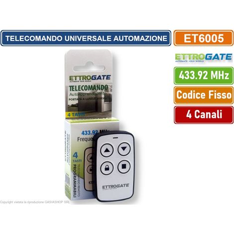 ETTROIT ET6005 TELECOMANDO RADIOCOMANDO PER AUTOMAZIONE CANCELLI 4 CANALI FREQUENZA 433 MHZ CODICE FISSO CODICE DI APPRENDIMENTO (1/5)