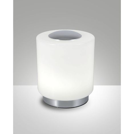 Simi Lampada da Tavolo LED Integrato Struttura in Metallo e Vetro Soffiato Cromo 8W 3000K Warm White Dimmerabile al Tocco, Codice 3257-30-138