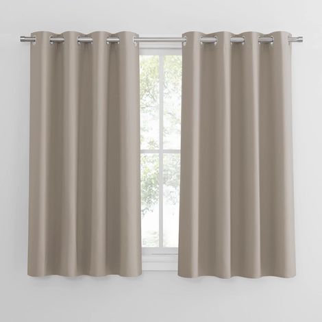 Ensemble 2 rideaux occultants thermiques - 132x160cm - Blanc cassé - À oeillets pour chambre et cuisine