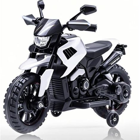 Moto Electrique Enfant 6V, 3 à 6 Ans sans Télécommande Batterie 6V4Ah Phares Musique Klaxon Moto électrique Stable, Dimensions 85 x 58 x 42 cm Blanc