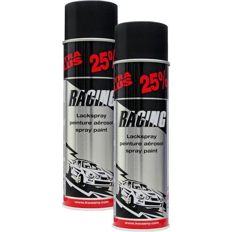 2 bombes de peinture - Carrosserie voiture - Racing - Noir mat - 500ml (1/2)