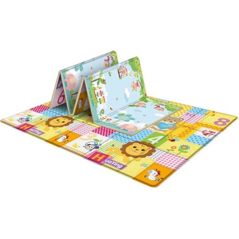 Tapis de jeu pliable pour bébé Grand tapis d'éveil imperméable, tapis d'éveil épais, antidérapant et lavable, tapis de jeu pour bébés et tout-petits (1/4)