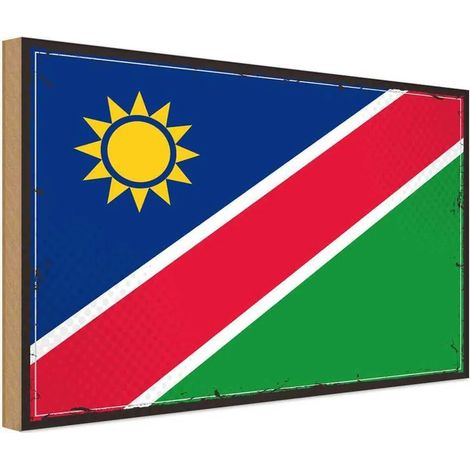 Panneau en bois 30x40 cm Drapeau rétro de la Namibie, armoiries (1/4)