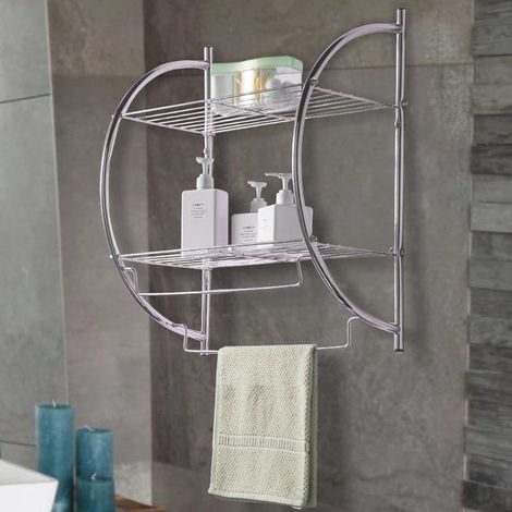 Portasciugamani da parete bagno 3 ripiani Porta Asciugamani + Mensola in Acciaio (1/3)