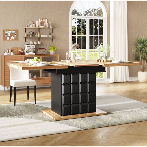 MEUBLIV Tavolo allungabile 110-140 x 80 cm nero e naturale – 4-6 persone (1/5)