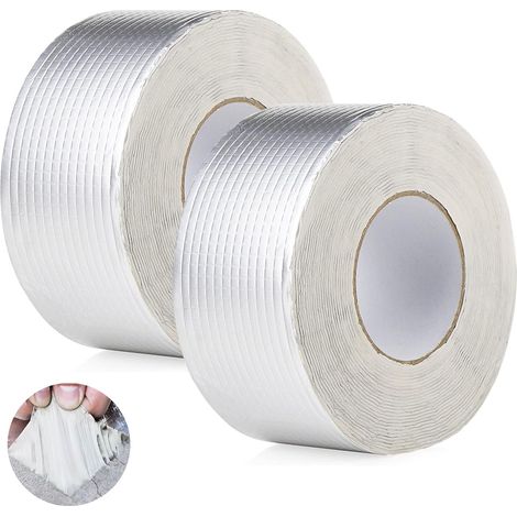 2 Pièces Ruban Étanche en Caoutchouc Butyle en Aluminium - 50mmx10m Bande Etancheite Autocollante Butyle en Étanche Ruban - Ruban Butyle Correctifs Imperméables de Réparation pour Fuite de Toit (1/5)