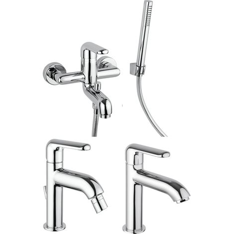 Juego completo de grifería para baño en color cromo Piralla Last KITLAST6CR