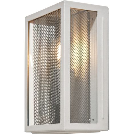 Litecraft Harris Wall Light Outdoor Box Lantern With Black Mesh Insert - Grey (1/5)