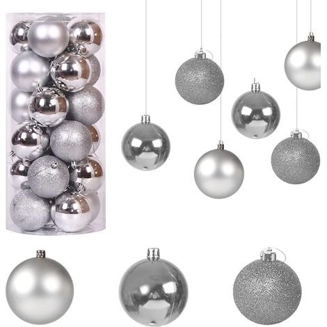 Boule De Noel - Plastique Haute Qualité - Pour Arbre Interieur Et Exterieur - 24 Pièces (1/4)