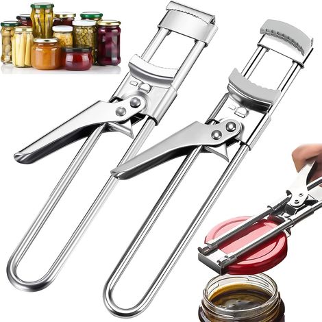2 Pièces Ouvre Bocal en Acier Inoxydable, Ouvre-Boîte Réglable en Acier Inoxydable, Convient pour L'aide à L'ouverture des Boîtes de Cuisine (Argent) (1/5)