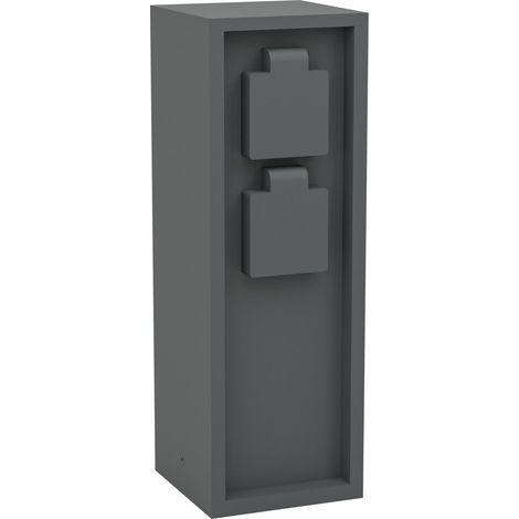 Eglo Colonnina con prese per esterni Park 5, presa di distribuzione per cavo interrato, presa da giardino, distributore di corrente da esterno con 2 prese, in alluminio di colore antracite, IP54 (1/3)