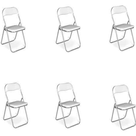Dmora Set di sei sedie pieghevoli, colore bianco, Misure 43 x 47 x 78 cm, con imballo rinforzato