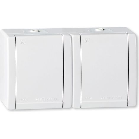 Double prise de courant avec clapet - 16 A/250 V / IP44 - Blanc (1/5)