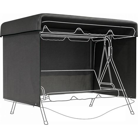 Housse de protection imperméable pour balancelle de jardin 3 places avec fermeture éclair, anti-poussière et coupe-vent, 215 x 155 x 150 cm (1/5)