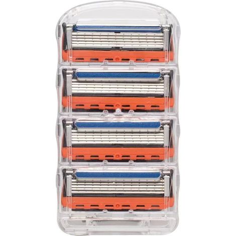 Kit de rasage pour homme - Compatible avec les manches de rasoir à 5 lames (5 lames + 4 lames noires/orange) (1/2)