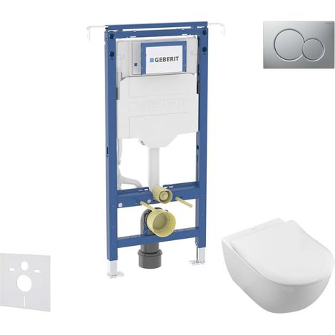 Geberit Duofix - Conjunto de instalación empotrada, inodoro y asiento Villeroy Boch, pulsador Sigma01, DirectFlush, SoftClose, CeramicPlus, cromo mate SANI11CK2100 (1/5)