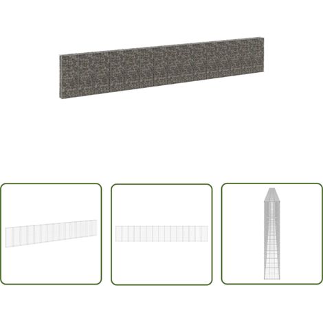 The Living Store Mur en gabion avec couvercles Acier galvanisé 900x30x150 cm - Mur En Gabion - Cloture Gabion - Panneau De Clôture - Clôture Décorative - Clôture Métallique (1/5)