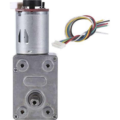 Hochleistungsfähiger 12-V-Gleichstrom-Getriebemotor mit Encoder und automatischer Bremse (100 U/min) (1/5)