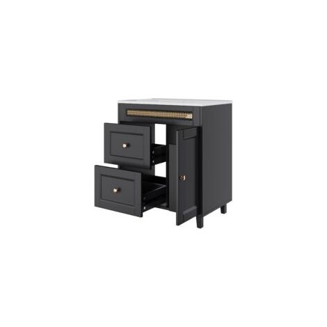 Meuble-lavabo sur pied avec vasque en céramique Portes à fermeture amortie Noir 76x46x86,5cm (1/5)