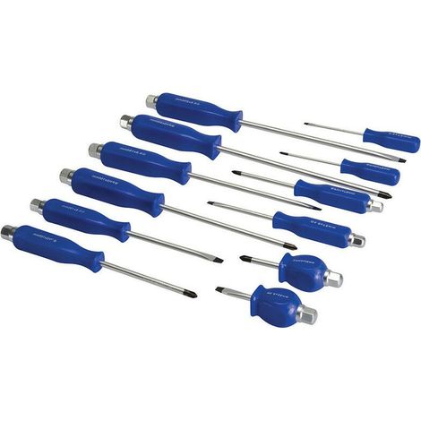 Lot de 12 tournevis - 6 pozidriv et 6 plats (avec tete 6 pans) (1/2)