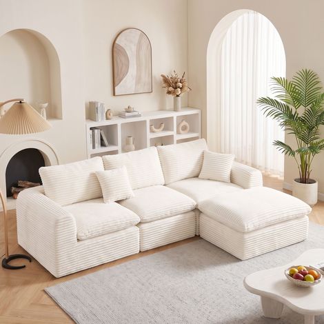 CONFIGURATION 3 EN 1 PERSONNALISABLE : Libérez votre créativité 3 modules indépendants se combinent facilement pour former un canapé en L, un canapé droit ou un lit d'appoint. (1/5)