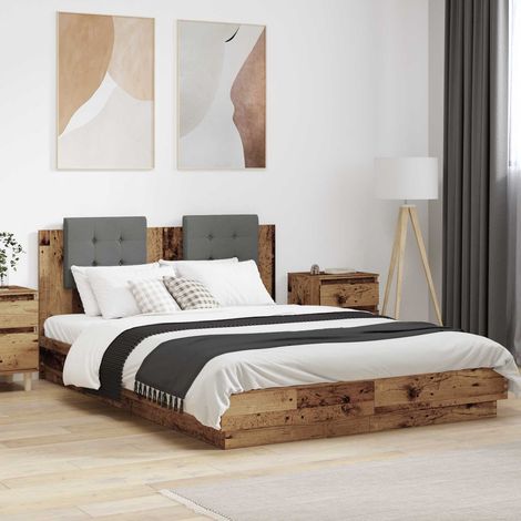 Bettgestell mit Kopfteil Altholz 160 x 200 cm Holzwerkstoff