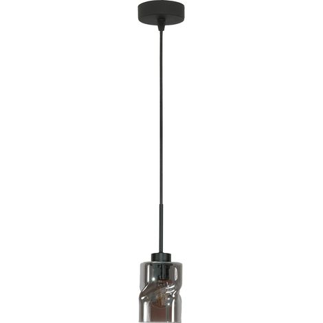 Lámpara de techo colgante negra con pantalla de cristal grafito Greta 15-545