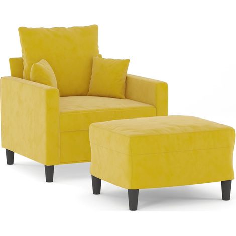 Fauteuil de Salon,Chaise,Fauteuil avec repose-pied jaune 60 cm velours CFW514580 (1/5)