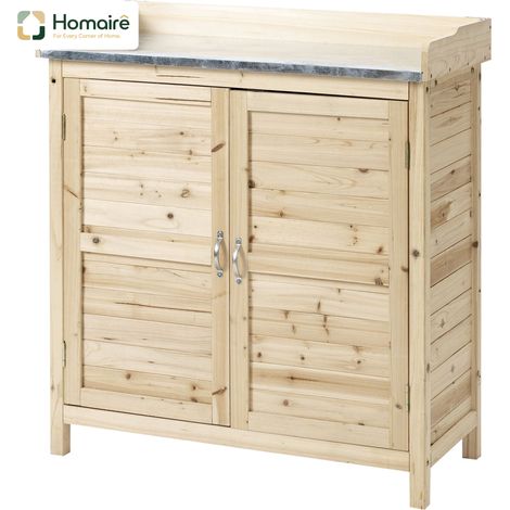 HOMAIRE Gartenschrank Holz mit Unterschrank, Einlegeböden und Naturfinish