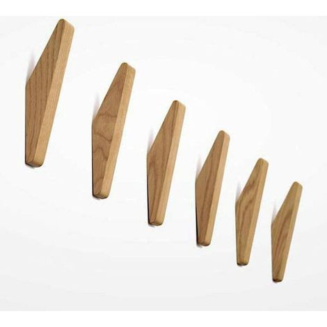 6 pièces crochets en bois vintage crochets en bois capacité de charge 5 kg, crochets muraux crochets pour peignoir crochets pour chapeaux crochets pour manteaux crochets polyvalents crochets pour clés (1/5)