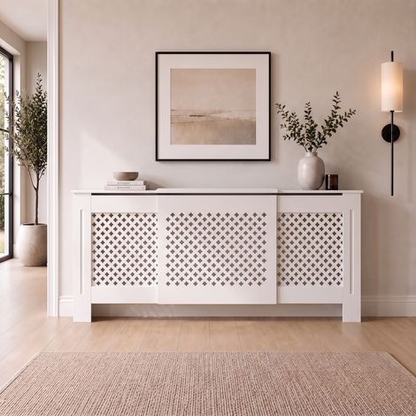 Radiator Cover Wall Cabinet Adjustable MDF Wood Anthracite Vertical Style Modern (1/5)