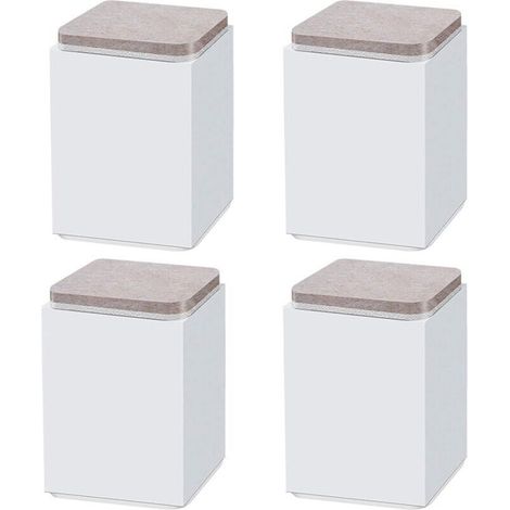 (Blanc 10 cm) 4 pieds de support de meuble, rehausseur autocollant en acier au carbone, carré 6 x 6 cm, pour canapé, lit, meuble TV, rehausseur de meuble, hauteur 5 cm/10 cm, noir/bla