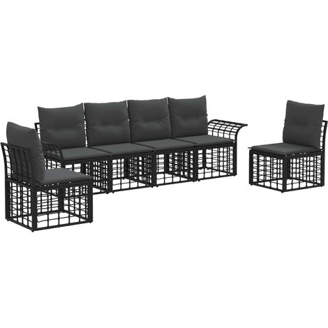 Conjunto de sofás de exterior 6 pcs Negro y Gris oscuro vidaXL (1/5)
