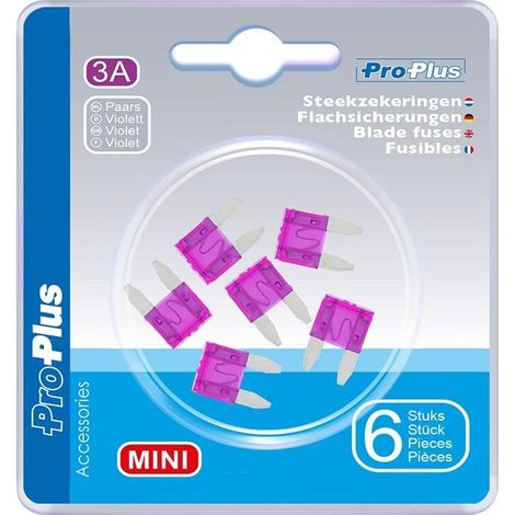 Fusibili lamellari mini 3A viola 6 pezzi in blister