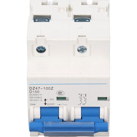 Disjoncteur miniature CC 10 kA, capacité de coupure 10 kA, montage sur rail DIN 36 mm, protection contre les surcharges, 500 V CC, 100 A (1/5)