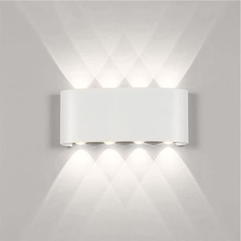 LED-Wandleuchte, moderne 8-W-Wandlampe, IP65 wasserdichte Aluminium-Wandlampe, geeignet für den Innen-/Außenbereich, Badezimmer, Wohnzimmer (weiß – 6500 K) [Energieklasse A] (1/5)