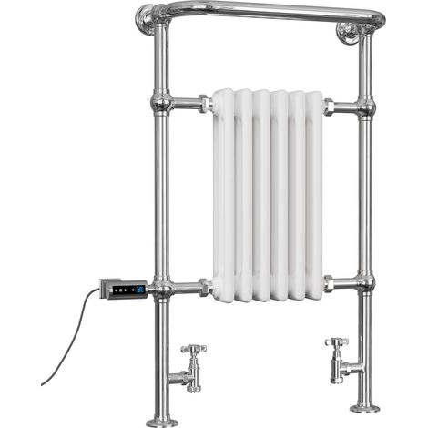Arundel - White Traditional Dual Fuel Towel Rail H963mm x W583mm Thermostatic WIFI - Floor Standing (1/3)
