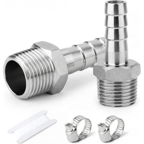 2 Raccords Cannelés, 8 mm Mâle Vers 1/8" BSP Femelle, Raccord à Compression En Acier Inoxydable 304 Pour Eau, Air Et Raccordements De Tuyauterie Industrielle (1/5)