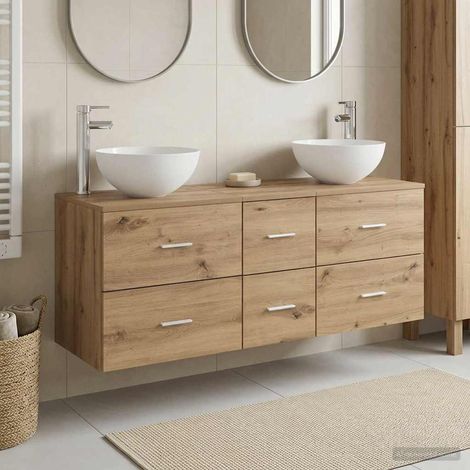 vidaXL Bathroom Cabinet Set 3 pcs Artisan Oak 129 x 35 x 80 cm (1/5)