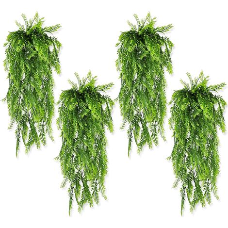Juego de 8 plantas colgantes artificiales: helecho artificial, plantas colgantes artificiales, planta colgante verde artificial, helecho artificial, decoración para interiores y exteriores, arco de ja (1/5)