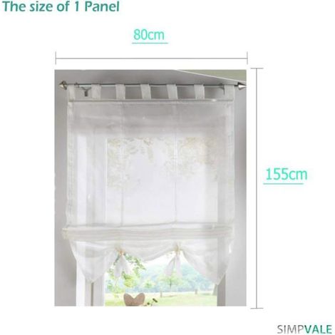 Voile Rideau Interieur Fenetre Cuisine Salon Beige 80 cm x 155 cm (1/3)